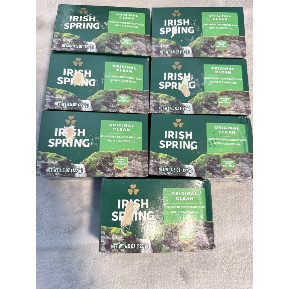 Irish Spring Original Bar Soap 4.5 oz Lot 7‎ New With Flaxseed